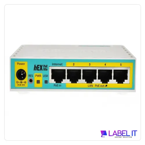 Compact and versatile Mikrotik RB750 router with PoE support, monitoring features, and efficient performance.
